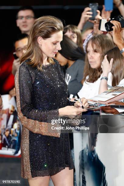 Rebecca Ferguson attends the UK Premiere of 'Mission: Impossible - Fallout' at the BFI IMAX on July 13, 2018 in London, England.