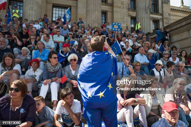 People have gathered for the "Pulse of Europe" demonstration at the Gendarmenmarkt in Berlin, Germany, 6 August 2017. Supporters of the group have...
