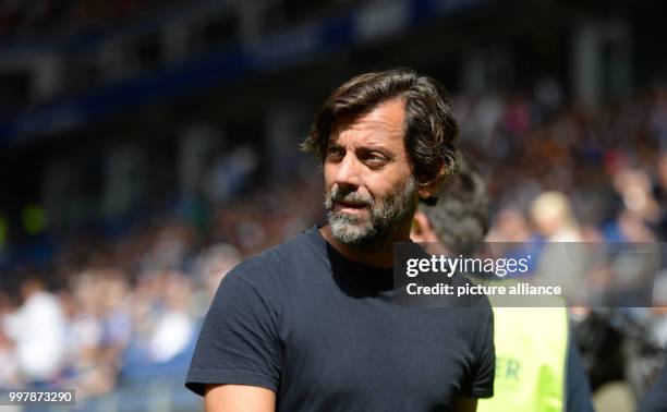 Barcelona head coach Quique Flores arriving to the stadium ahead of the Hamburger SV vs Espanyol Barcelona test match in the Volkspark stadium in...