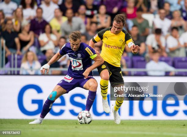 Mario Goetze of Borussia Dortmund in action during a friendly match against Austria Wien at the Generali Arena on July 13, 2018 in Vienna, Austria.