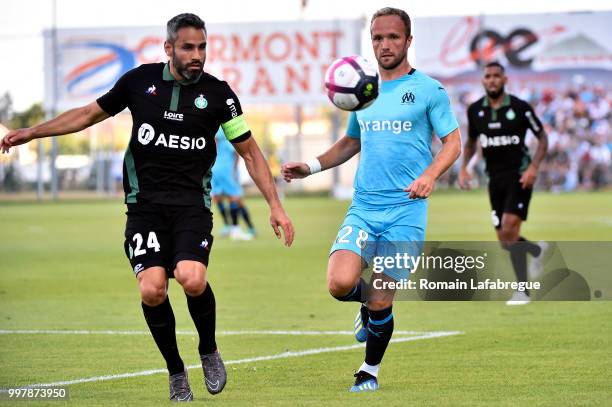 Loic Perrin of Saint Etienne and Valere Germain of Marseille during the Friendly match between Marseille and Saint Etienne on July 13, 2018 in...