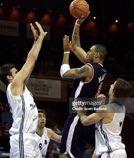 Kenyon Martin of USA in action during the USA v Argentina Final in the Mens Basketball held at the Brisbane Convention and Exhibition Centre at the...