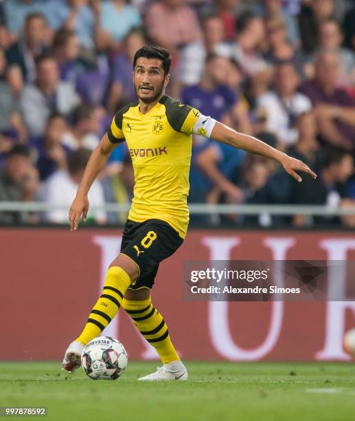 Nuri Sahin of Borussia Dortmund in action during a friendly match against Austria Wien at the Generali Arena on July 13, 2018 in Vienna, Austria.