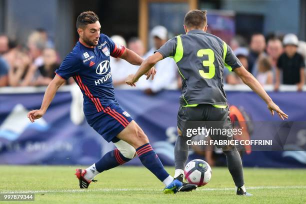 Lyon's French midfielder Jordan Ferri controls the ball during the friendly football match between FC Sion and Olympique Lyonnais on July 13, 2018 at...