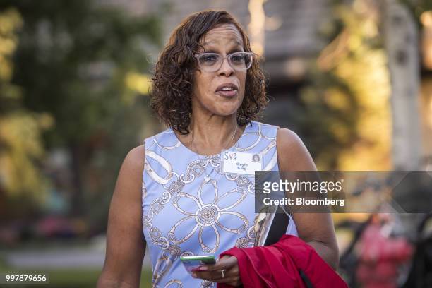 Personality Gayle King arrives for a morning session at the Allen & Co. Media and Technology Conference in Sun Valley, Idaho, U.S., on Friday, July...