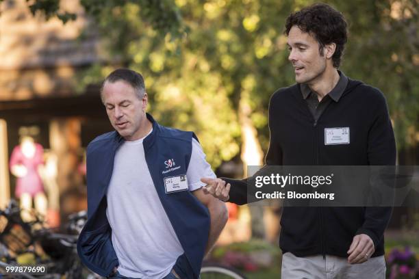Devin Wenig, president and chief executive officer of eBay Inc., left, and Philipp Schindler, senior vice president and chief business officer at...