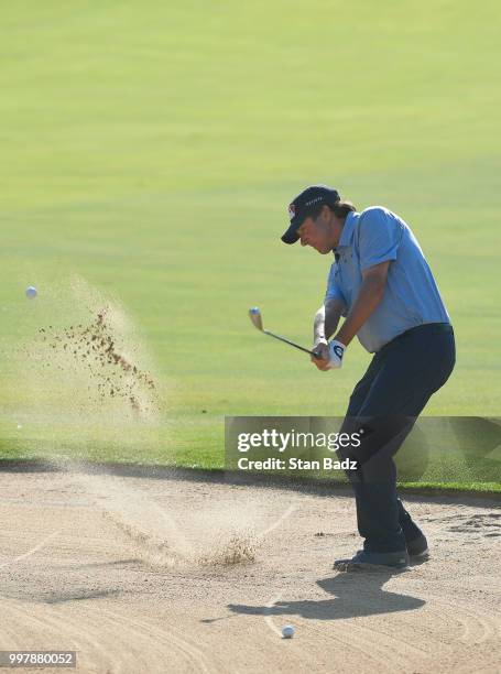 Billy Andrade plays a bunker shot on the first hole during the second round of the PGA TOUR Champions Constellation SENIOR PLAYERS Championship at...