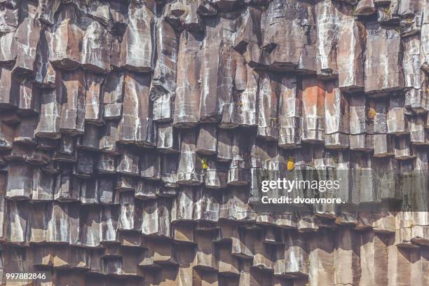 svartifoss waterfall in iceland - felssäulenformation stock-fotos und bilder