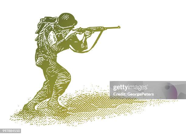 world war ii combat soldier on d-day - world war ii stock illustrations