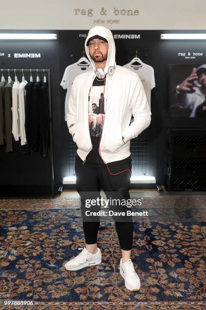 Eminem attends the rag & bone X Eminem London Pop-Up Opening on July 13, 2018 in London, England.