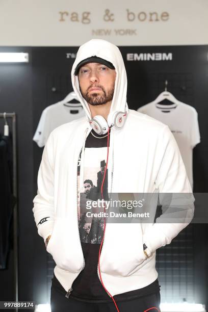 Eminem attends the rag & bone X Eminem London Pop-Up Opening on July 13, 2018 in London, England.