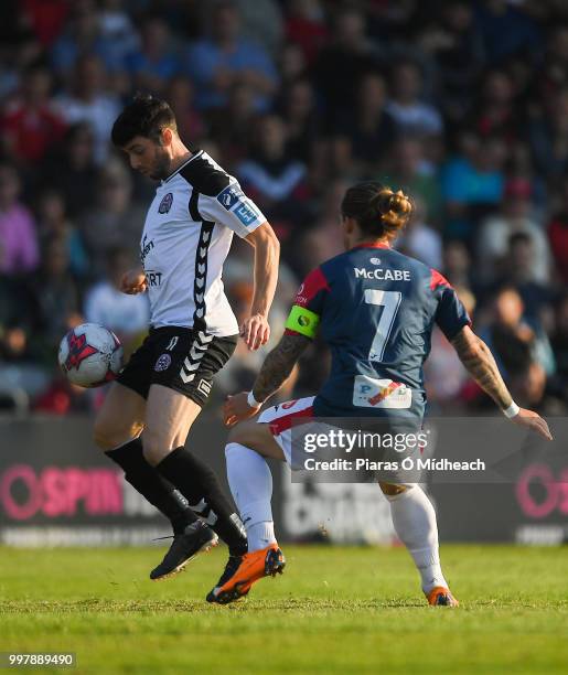 Dublin , Ireland - 13 July 2018; Kevin Devaney of Bohemians in action against Rhys McCabe of Sligo Rovers during the SSE Airtricity League Premier...