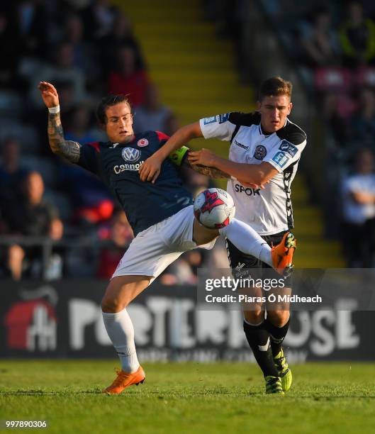 Dublin , Ireland - 13 July 2018; Rhys McCabe of Sligo Rovers in action against Oscar Brennan of Bohemians during the SSE Airtricity League Premier...