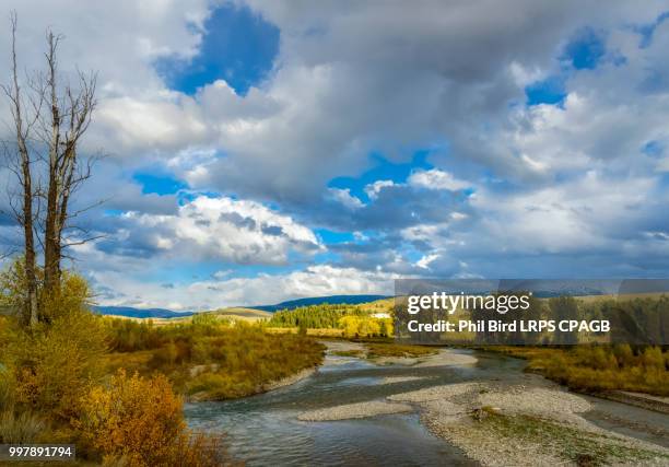 view along the gros ventre river - gros stockfoto's en -beelden