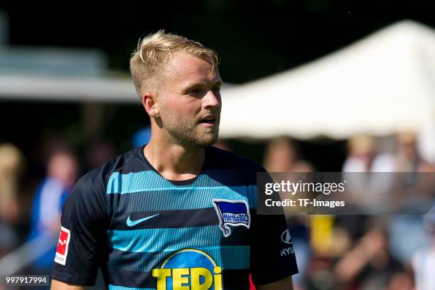 Pascal Koepke of Hertha BSC looks on during the TEDi-Cup match between Hertha BSC and MSV Duisburg on July 8, 2018 in Herne, Germany.