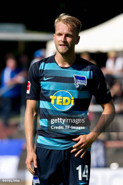 Pascal Koepke of Hertha BSC looks on during the TEDi-Cup match between Hertha BSC and MSV Duisburg on July 8, 2018 in Herne, Germany.