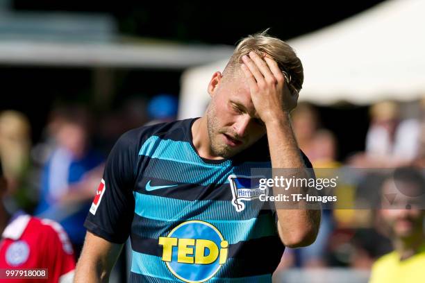 Pascal Koepke of Hertha BSC looks on during the TEDi-Cup match between Hertha BSC and MSV Duisburg on July 8, 2018 in Herne, Germany.