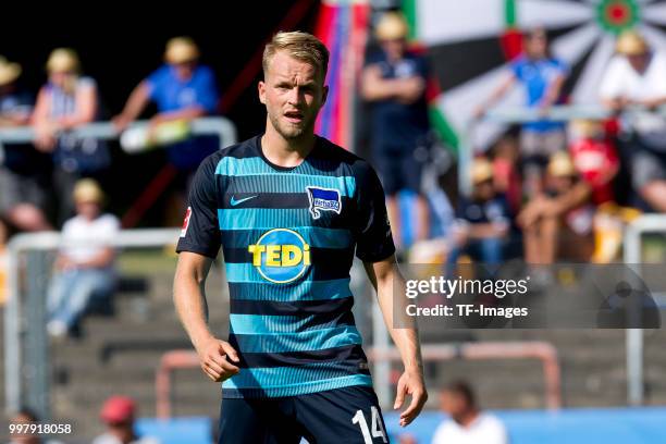 Pascal Koepke of Hertha BSC looks on during the TEDi-Cup match between Hertha BSC and MSV Duisburg on July 8, 2018 in Herne, Germany.