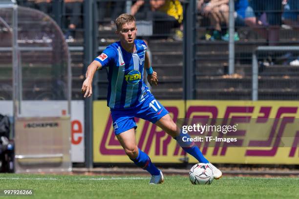 Maximilian Mittelstaedt of Hertha BSC controls the ball during the TEDi-Cup match between Hertha BSC and Westfalia Herne on July 8, 2018 in Herne,...