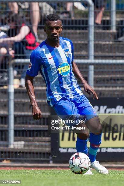 Salomon Kalou of Hertha BSC controls the ball during the TEDi-Cup match between Hertha BSC and Westfalia Herne on July 8, 2018 in Herne, Germany.