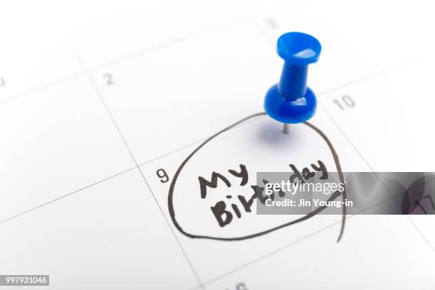Closeup Of Numbers On Calendar My Birth Day High-Res Stock Photo