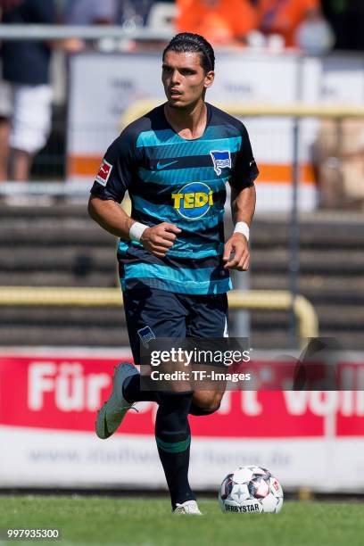 Karim Rekik of Hertha BSC controls the ball during the TEDi-Cup match between Hertha BSC and MSV Duisburg on July 8, 2018 in Herne, Germany.