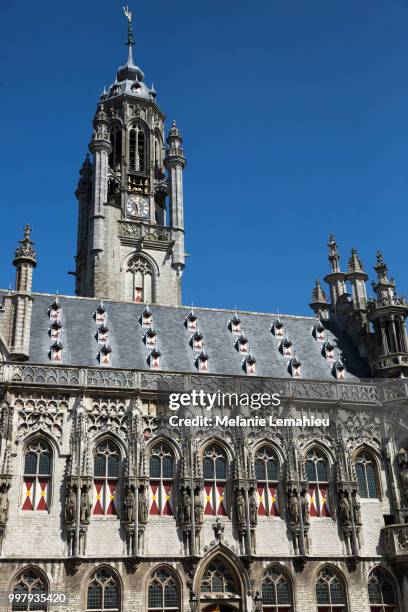 old medieval townhall of middelburg, the netherlands - middelburg netherlands stock pictures, royalty-free photos & images