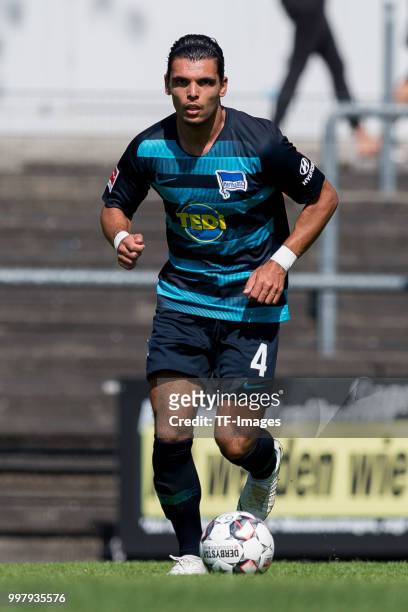 Karim Rekik of Hertha BSC controls the ball during the TEDi-Cup match between Hertha BSC and MSV Duisburg on July 8, 2018 in Herne, Germany.