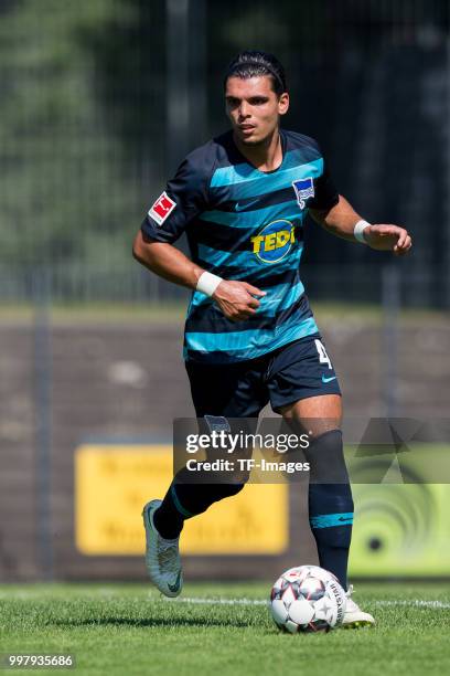 Karim Rekik of Hertha BSC controls the ball during the TEDi-Cup match between Hertha BSC and MSV Duisburg on July 8, 2018 in Herne, Germany.