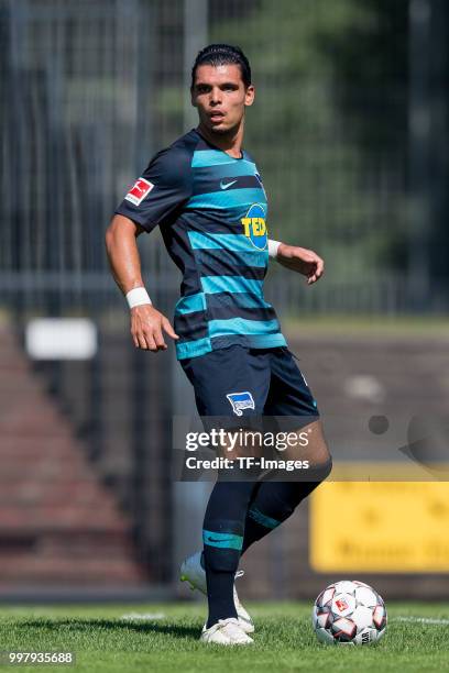 Karim Rekik of Hertha BSC controls the ball during the TEDi-Cup match between Hertha BSC and MSV Duisburg on July 8, 2018 in Herne, Germany.