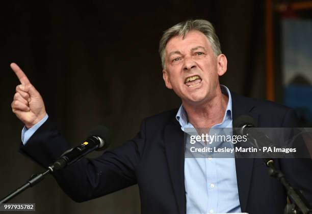 Scottish Labour leader, Richard Leonard speaks in George Square, Glasgow, for the Scotland United Against Trump protest against the visit of US...