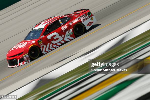 Austin Dillon, driver of the AAA Chevrolet, practices for the Monster Energy NASCAR Cup Series Quaker State 400 presented by Walmart at Kentucky...