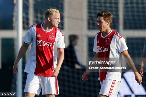 Donny van de Beek of Ajax, Carel Eiting of Ajax during the Club Friendly match between Ajax v Anderlecht at the Olympisch Stadion on July 13, 2018 in...