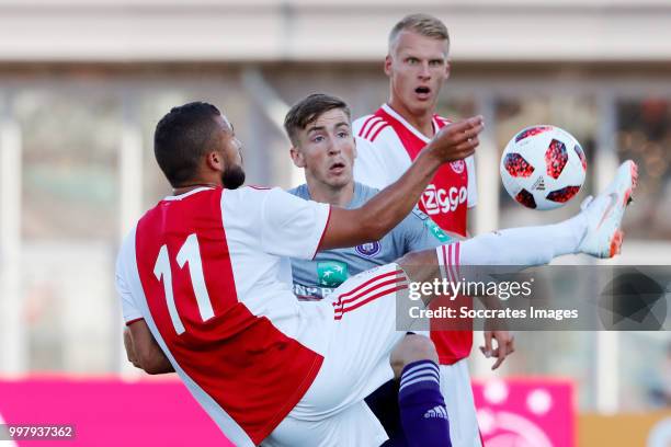 Zakaria Labyad of Ajax, Pieter Gerkens of Anderlecht during the Club Friendly match between Ajax v Anderlecht at the Olympisch Stadion on July 13,...