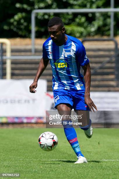 Salomon Kalou of Hertha BSC controls the ball during the TEDi-Cup match between Hertha BSC and Westfalia Herne on July 8, 2018 in Herne, Germany.