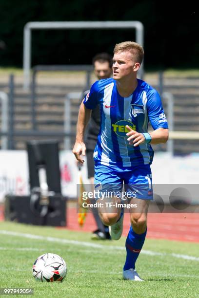Maximilian Mittelstaedt of Hertha BSC controls the ball during the TEDi-Cup match between Hertha BSC and Westfalia Herne on July 8, 2018 in Herne,...