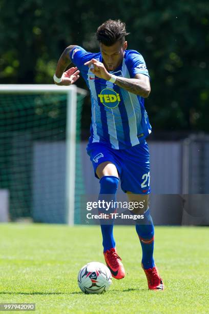 Davie Selke of Hertha BSC controls the ball during the TEDi-Cup match between Hertha BSC and Westfalia Herne on July 8, 2018 in Herne, Germany.