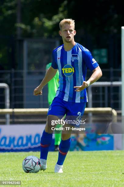 Arne Maier of Hertha BSC controls the ball during the TEDi-Cup match between Hertha BSC and Westfalia Herne on July 8, 2018 in Herne, Germany.