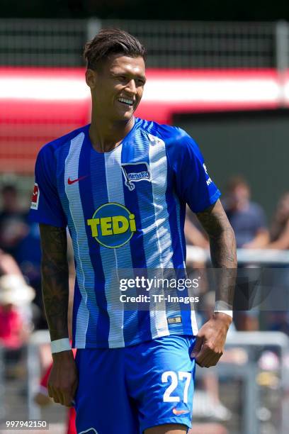 Davie Selke of Hertha BSC looks on during the TEDi-Cup match between Hertha BSC and Westfalia Herne on July 8, 2018 in Herne, Germany.