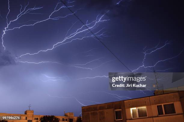 storm above town strakonice - kuchar stock pictures, royalty-free photos & images