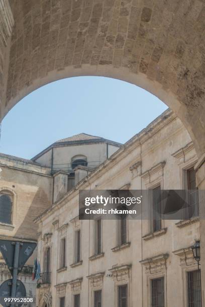 porta rudiae or rusce, lecce, salento, apulia, italy. - city gate stock pictures, royalty-free photos & images