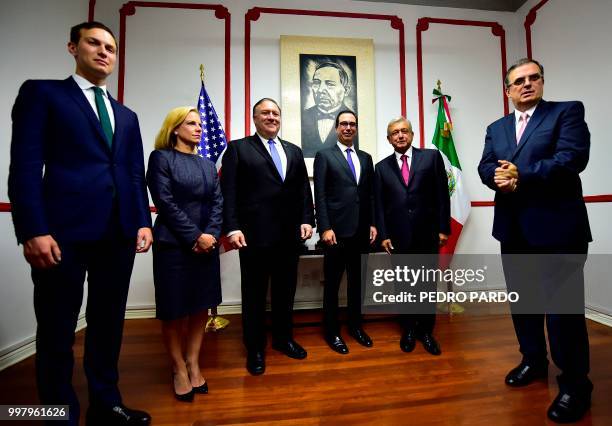 Secretary of State Mike Pompeo , US Homeland Security Secretary Kirstjen Nielsen , White House advisor Jared Kushner and US Treasury Secretary Steven...