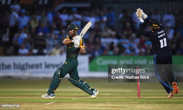 Daniel Christian of Nottingham batting during the Vitality Blast match between Derbyshire Falcons and Notts Outlaws at The 3aaa County Ground on July...