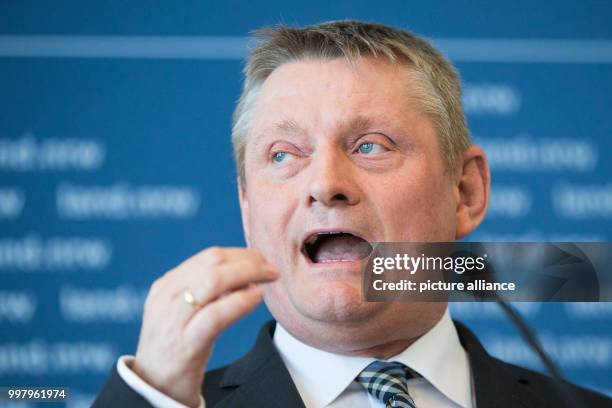 German Minister of Health Hermann Groehe speaks during a press conference on the topic of Germany's application for the seat of the European...