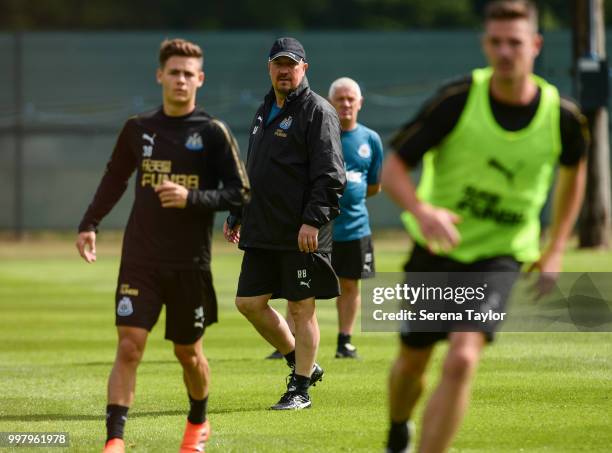 Newcastle United Manager Rafael Benitez looks on during the Newcastle United Training session at Carton House on July 13 in Kildare, Ireland.