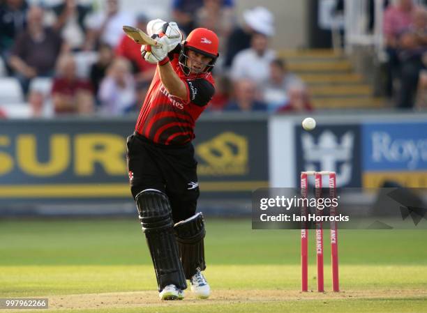 Tom Latham of Durham during the Vitality Blast match between Durham Jets and Yorkshire Vikings at the Emirates Riverside on July 13, 2018 in...