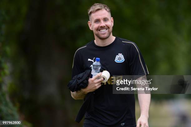 Goalkeeper Rob Elliot smiles during the Newcastle United Training session at Carton House on July 13 in Kildare, Ireland.
