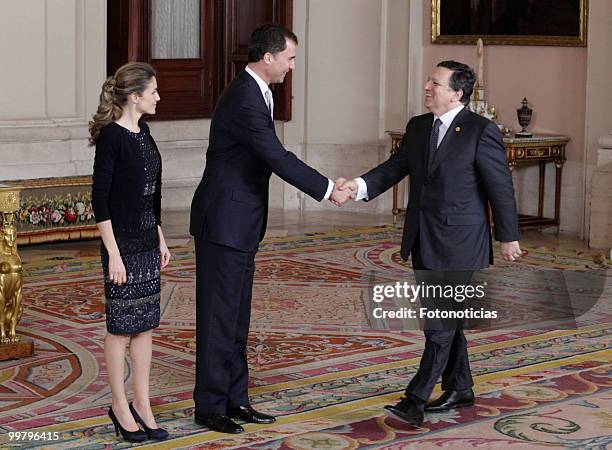 Princess Letizia of Spain, Prince Felipe of Spain and European Commission President Jose Manuel Durao Barroso attend the VI European Union-Latin...