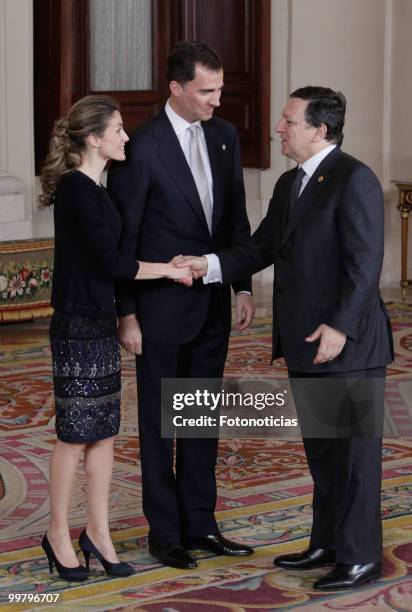 Princess Letizia of Spain, Prince Felipe of Spain and European Commission President Jose Manuel Durao Barroso attend the VI European Union-Latin...