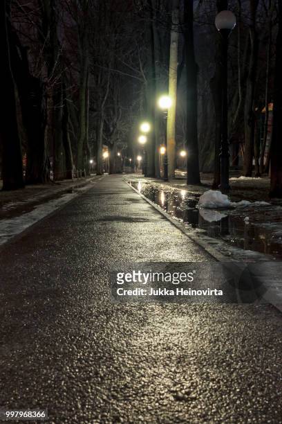 dark path in the park - heinovirta stockfoto's en -beelden